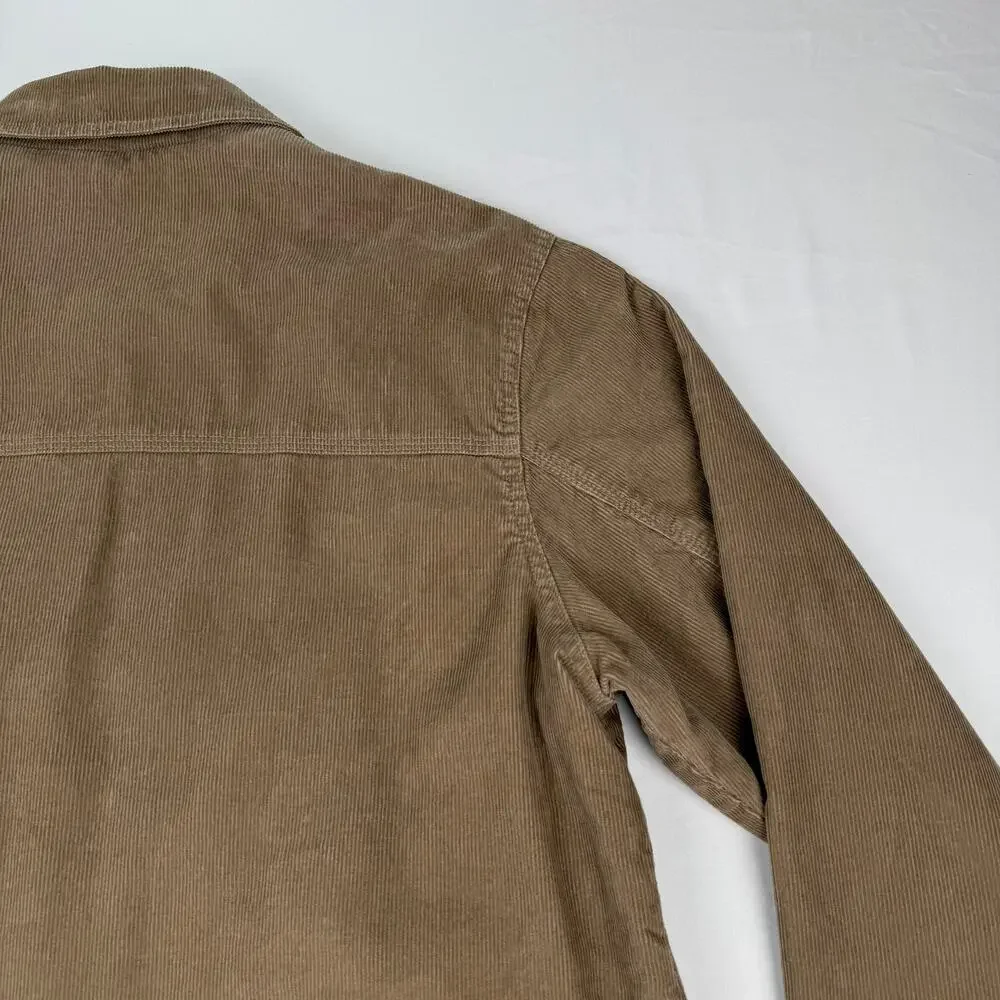 Eddie Bauer Tan Brown Corduroy Jacket Zip Front Men’s Large Outdoor Casual